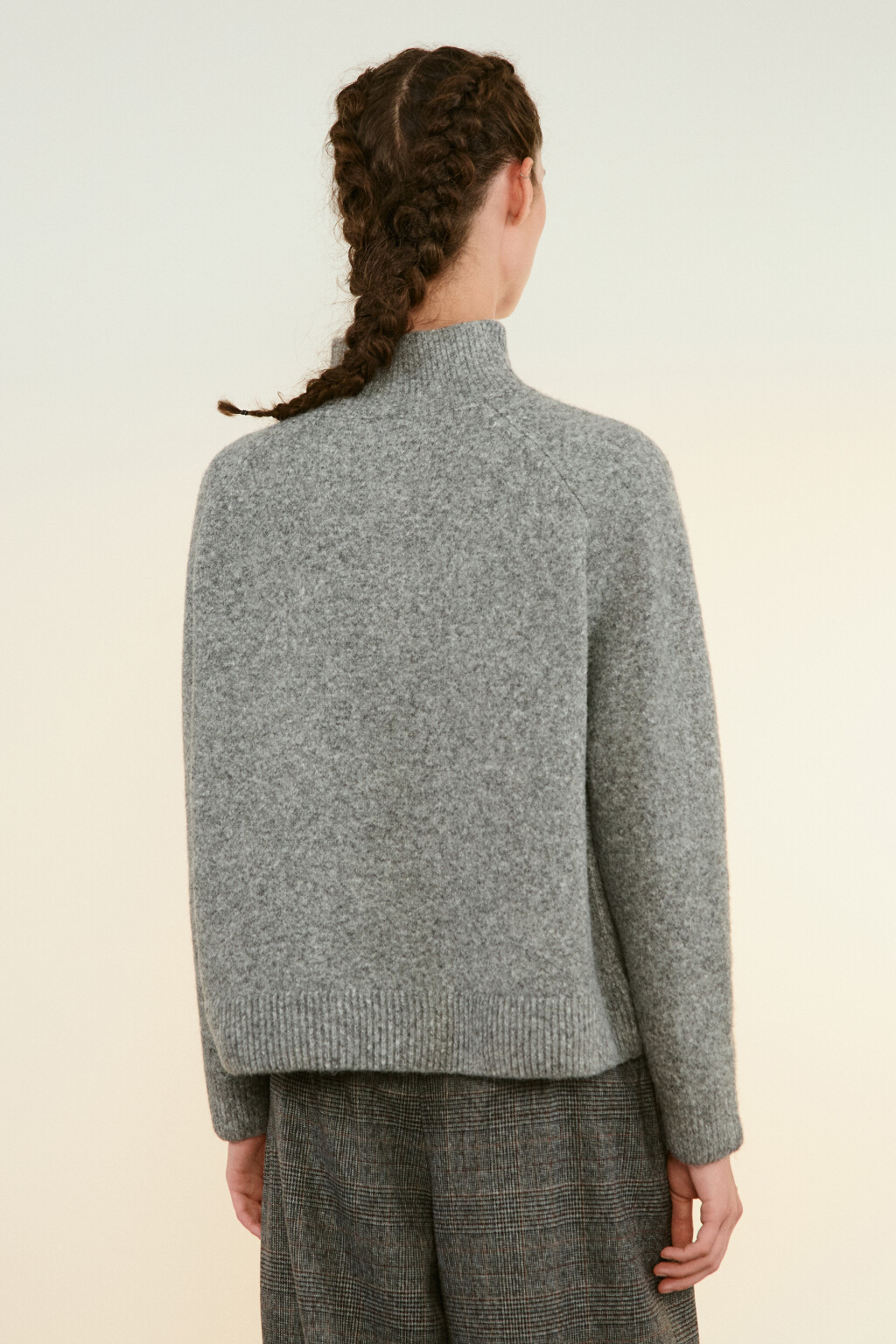 Свитер с застежкой на груди - цвет серый - 3