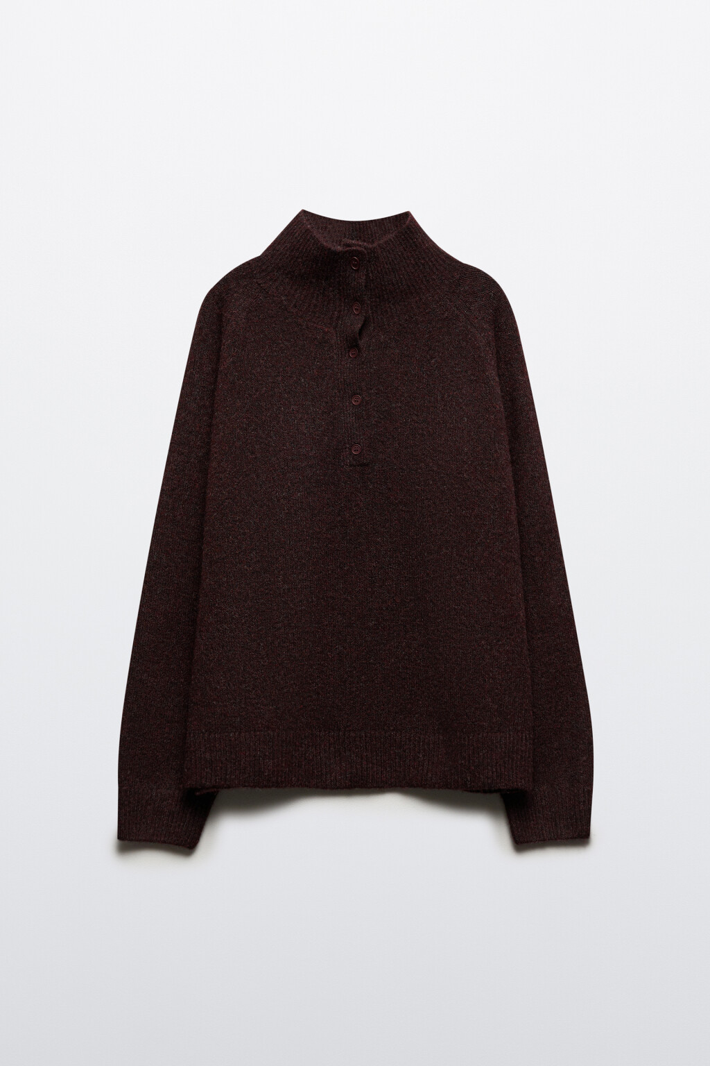 Свитер с застежкой на груди - цвет бордовый - 7