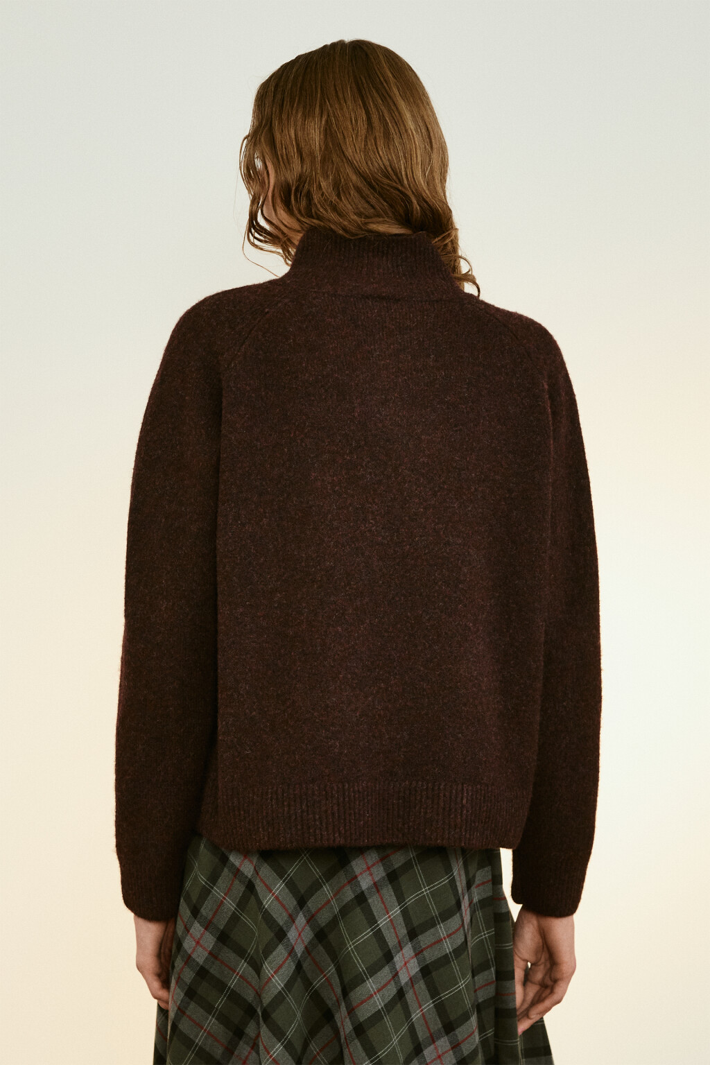 Свитер с застежкой на груди - цвет бордовый - 3