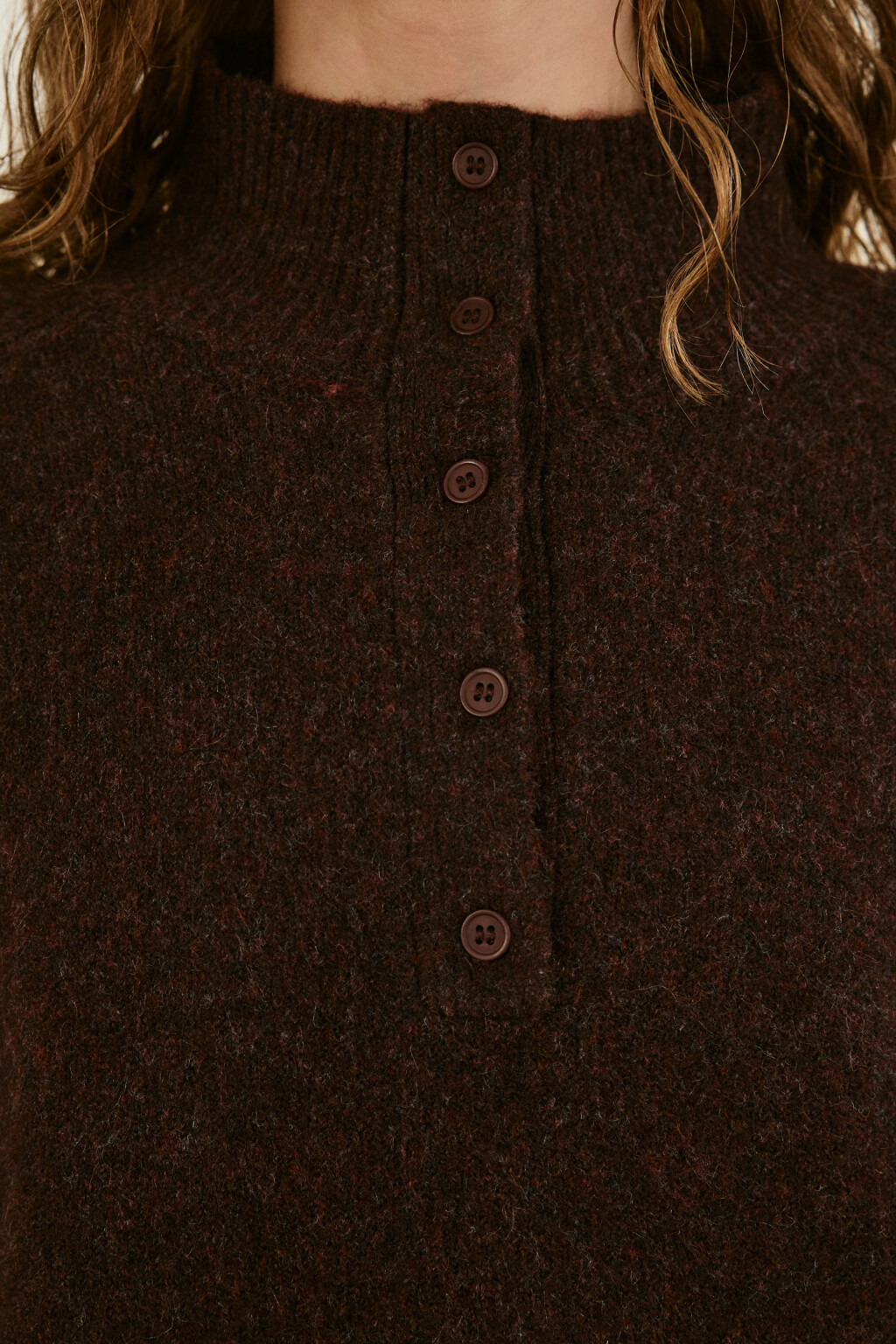 Свитер с застежкой на груди - цвет бордовый - 5