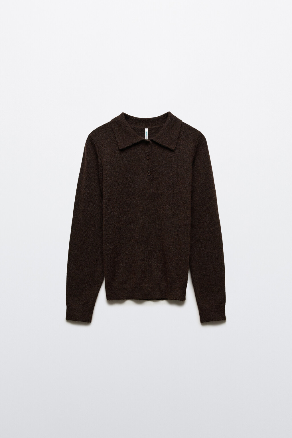 Джемпер-поло вязаный с шерстью - цвет коричневый - 8