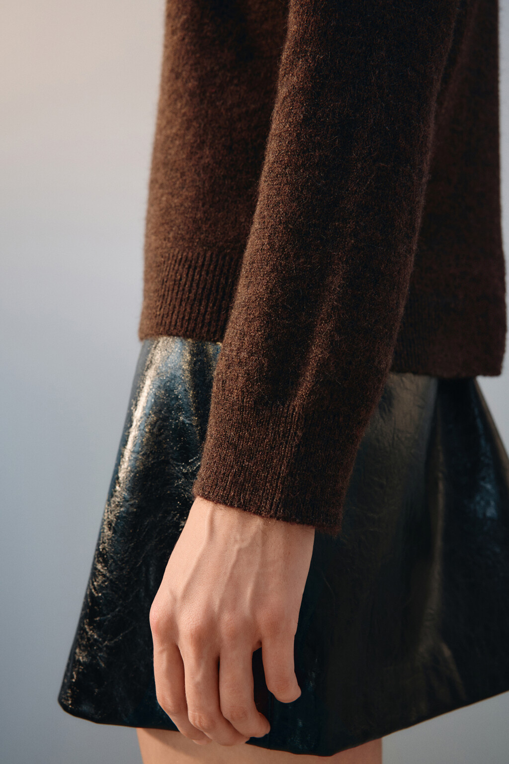 Джемпер-поло вязаный с шерстью - цвет коричневый - 7