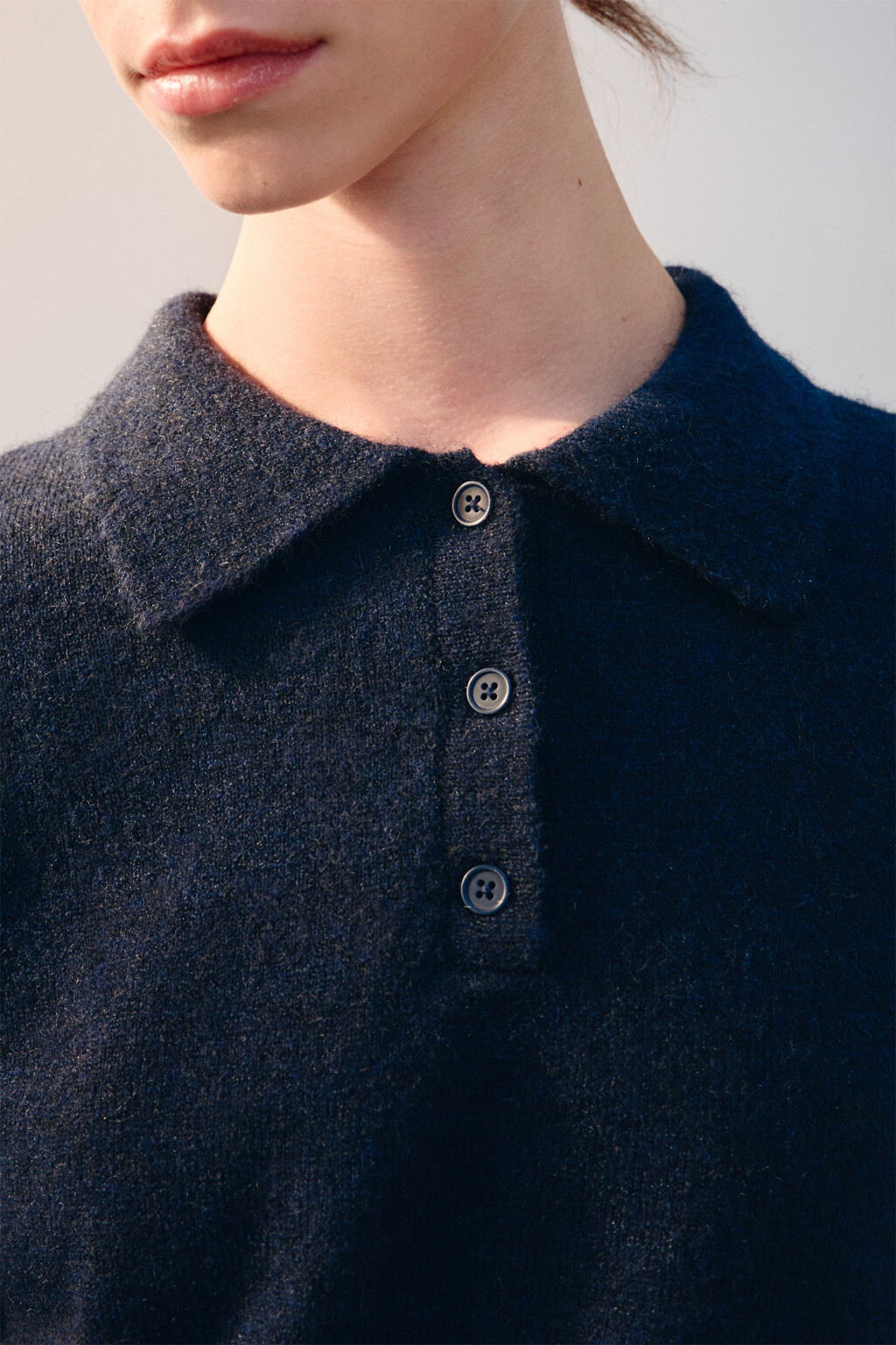 Джемпер-поло вязаный с шерстью - цвет синий - 6