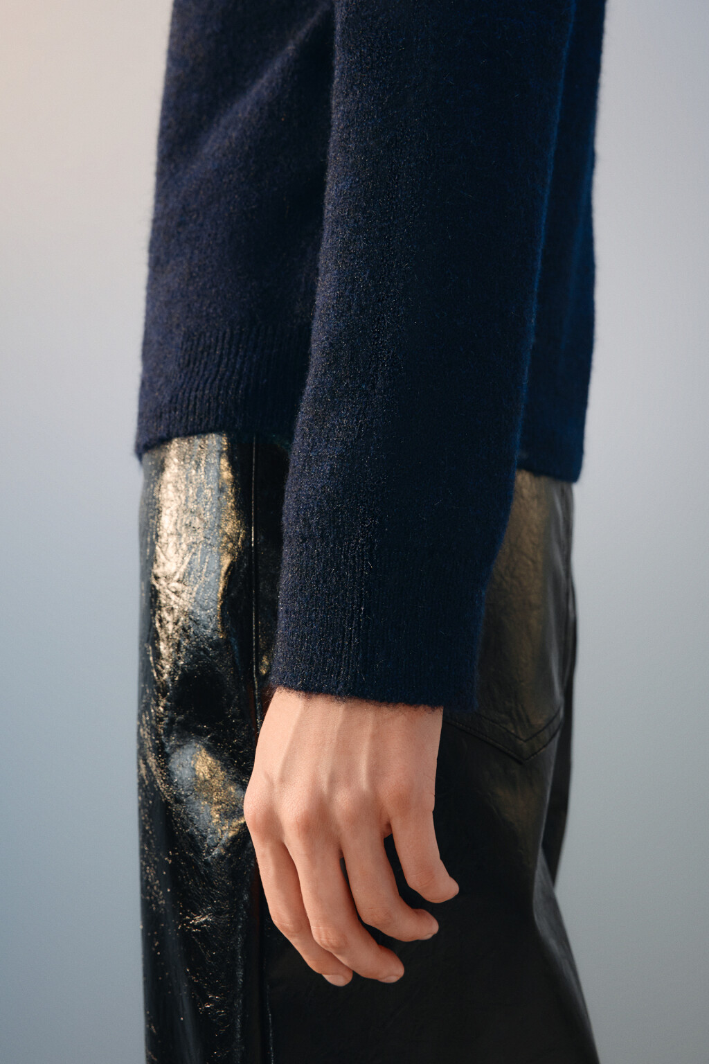 Джемпер-поло вязаный с шерстью - цвет синий - 7