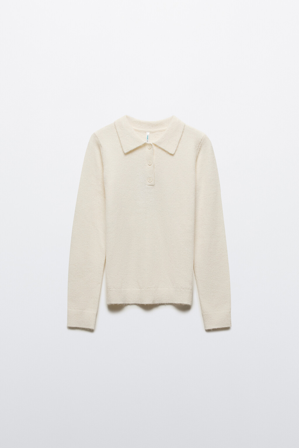 Джемпер-поло вязаный с шерстью - цвет молочный - 8