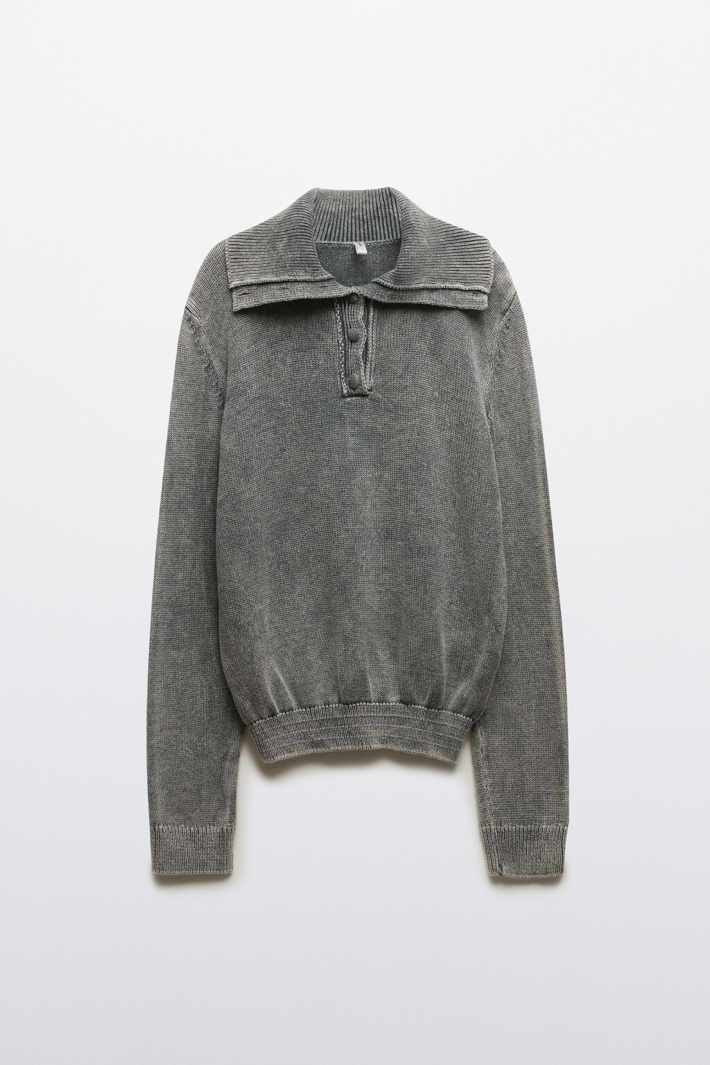 Свитер укороченный с воротником-стойкой - цвет серый - 8