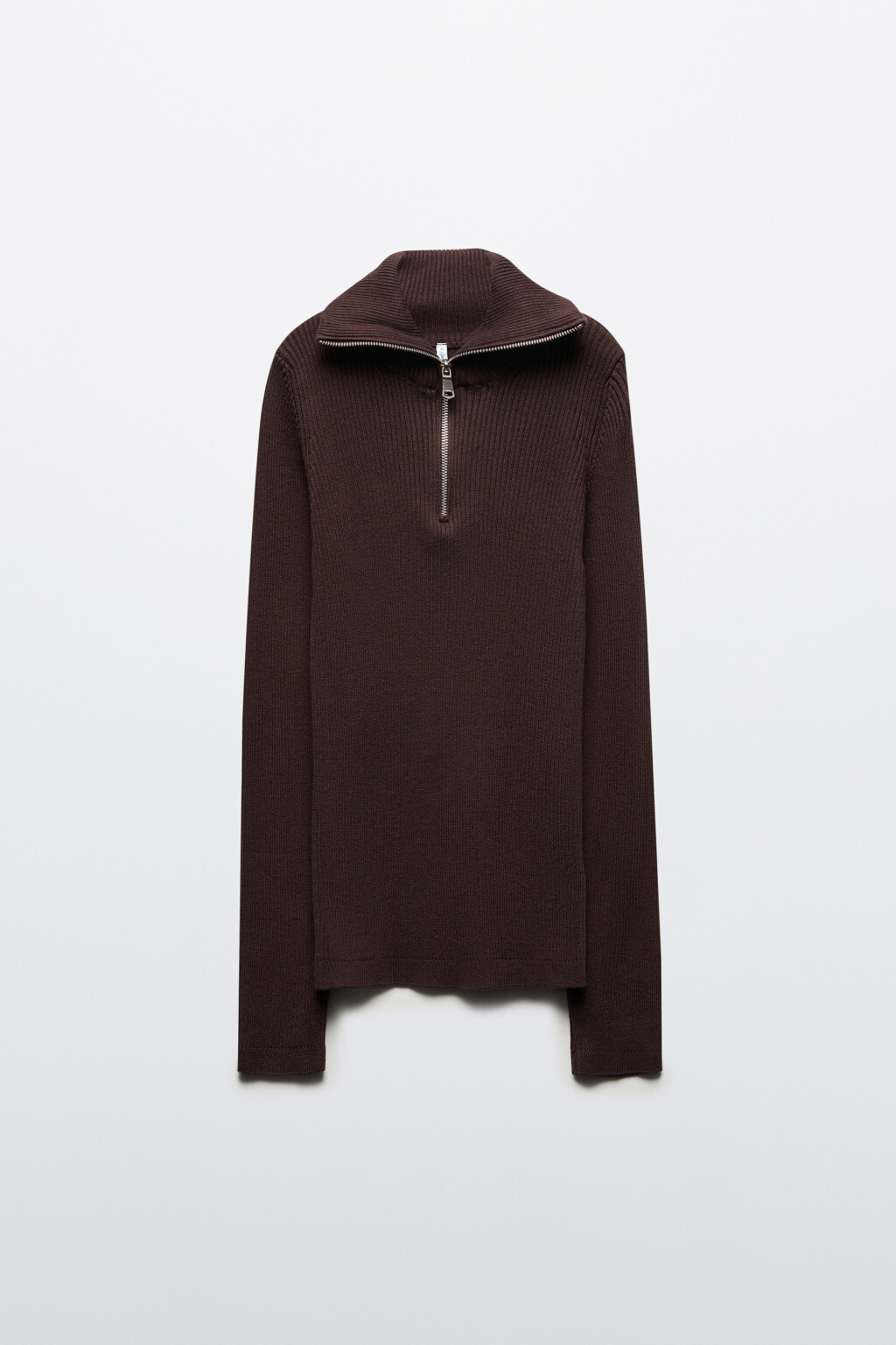 Джемпер в рубчик с воротником-стойкой - цвет коричневый - 7