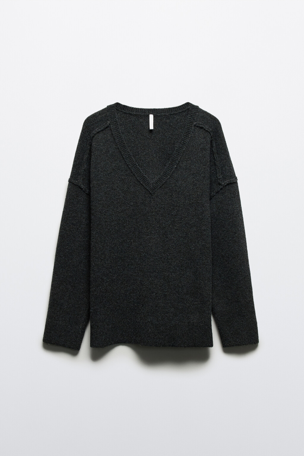 Джемпер вязаный с V-вырезом - цвет серый - 8