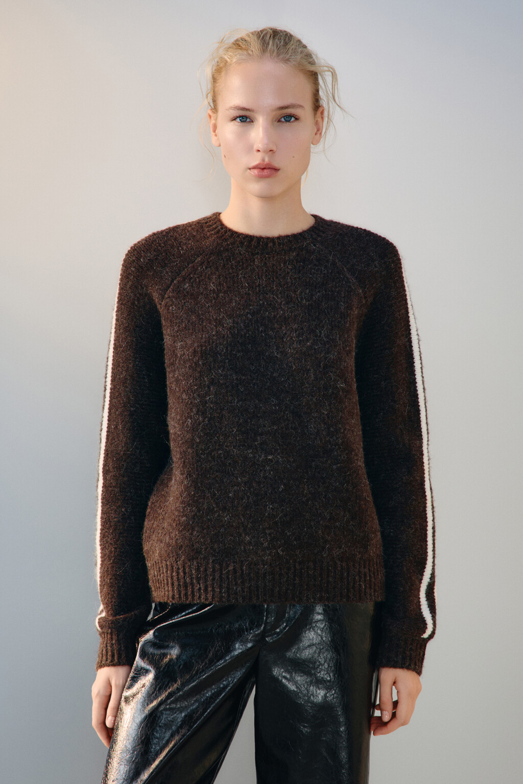 Джемпер вязаный с шерстью - цвет коричневый - 3