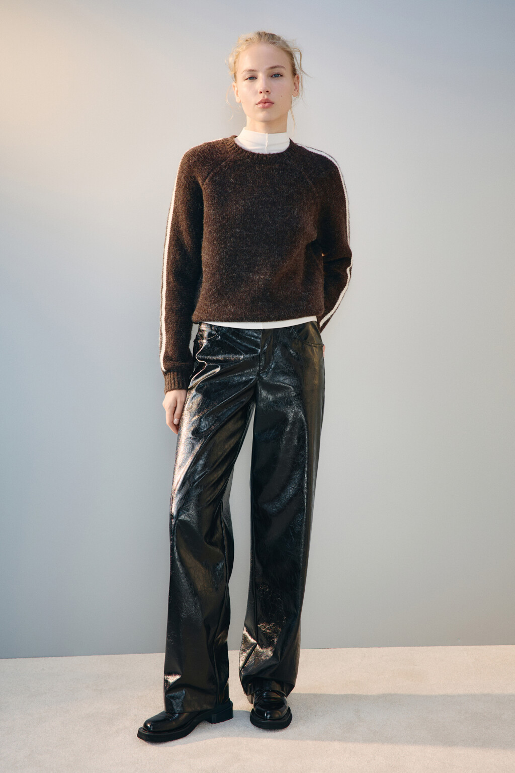 Джемпер вязаный с шерстью - цвет коричневый - 5