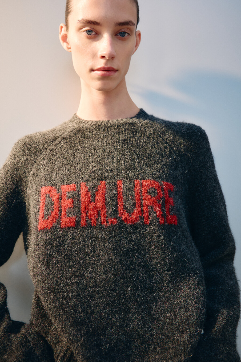 Джемпер вязаный с шерстью - цвет серый - 1