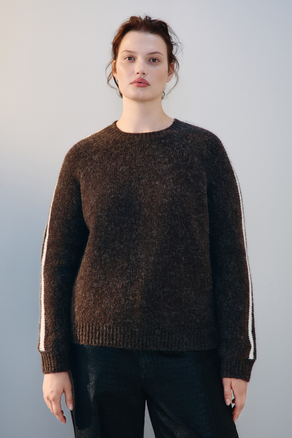 Джемпер вязаный с шерстью - цвет коричневый - 2