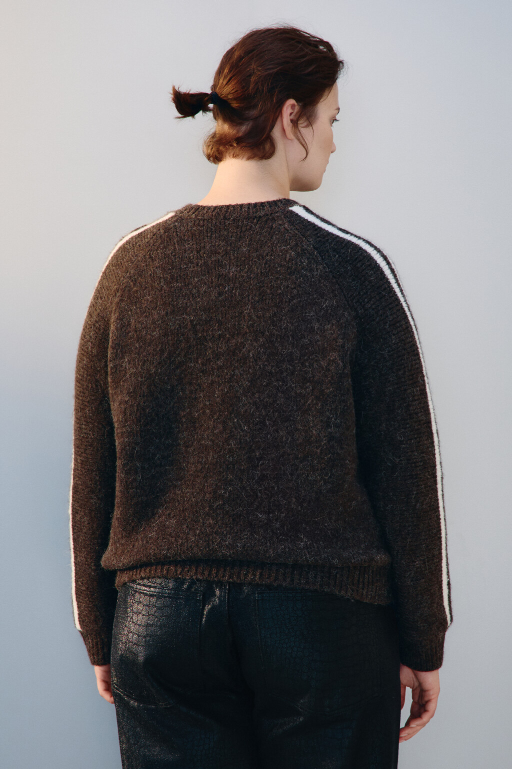 Джемпер вязаный с шерстью - цвет коричневый - 3