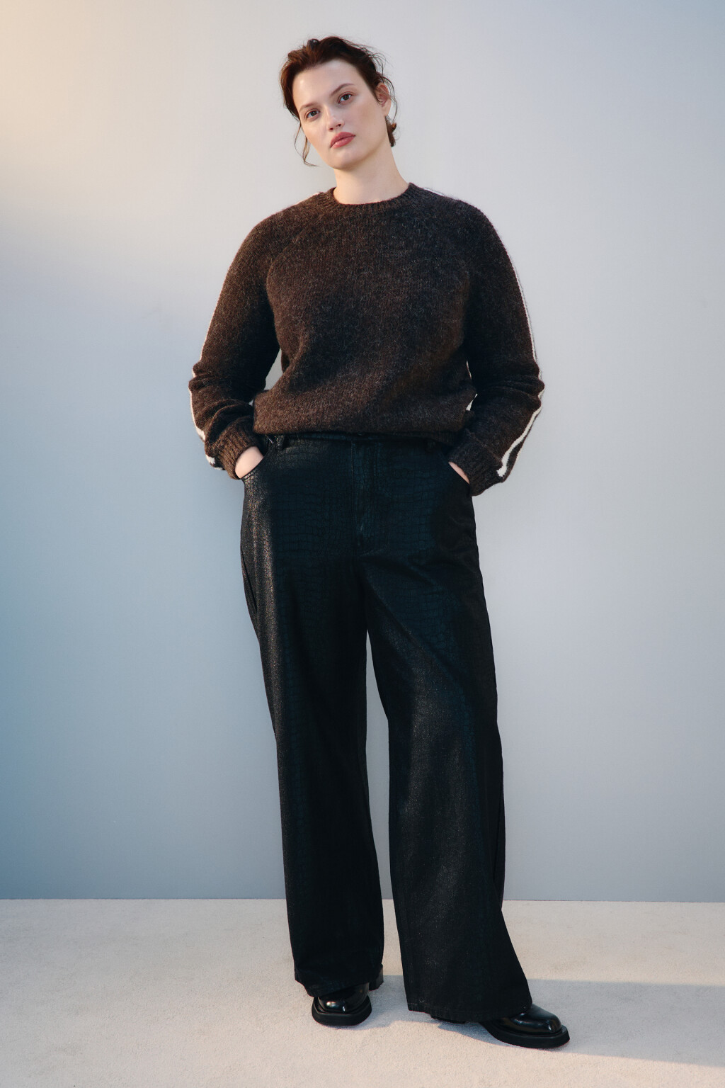 Джемпер вязаный с шерстью - цвет коричневый - 4