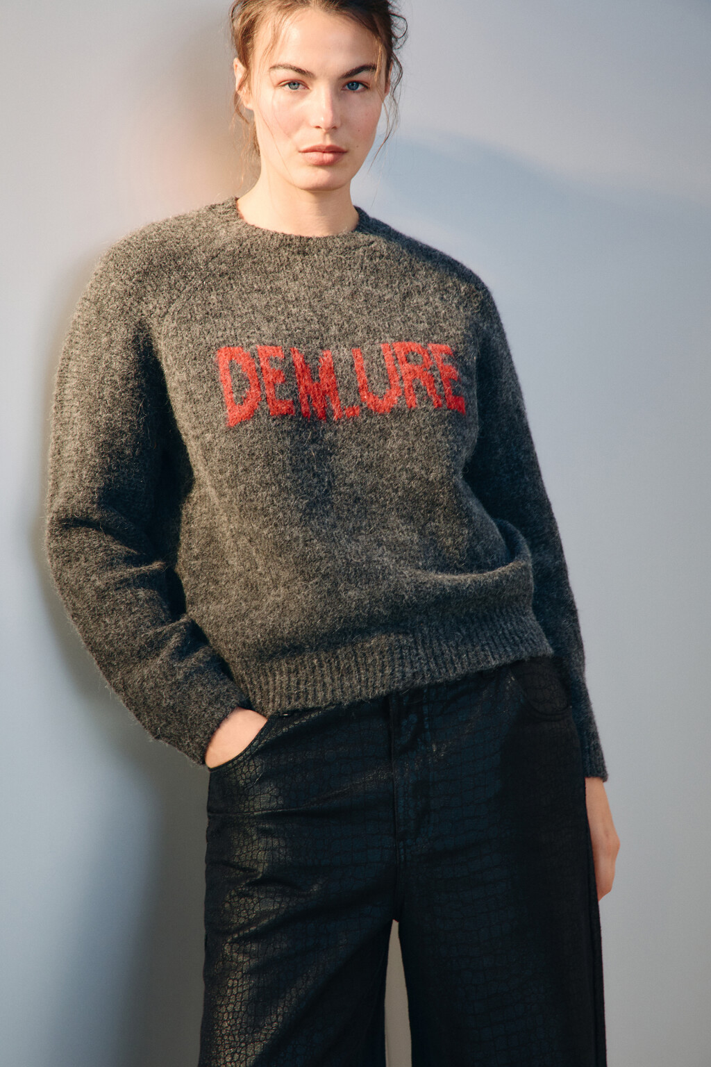 Джемпер вязаный с шерстью - цвет серый - 1