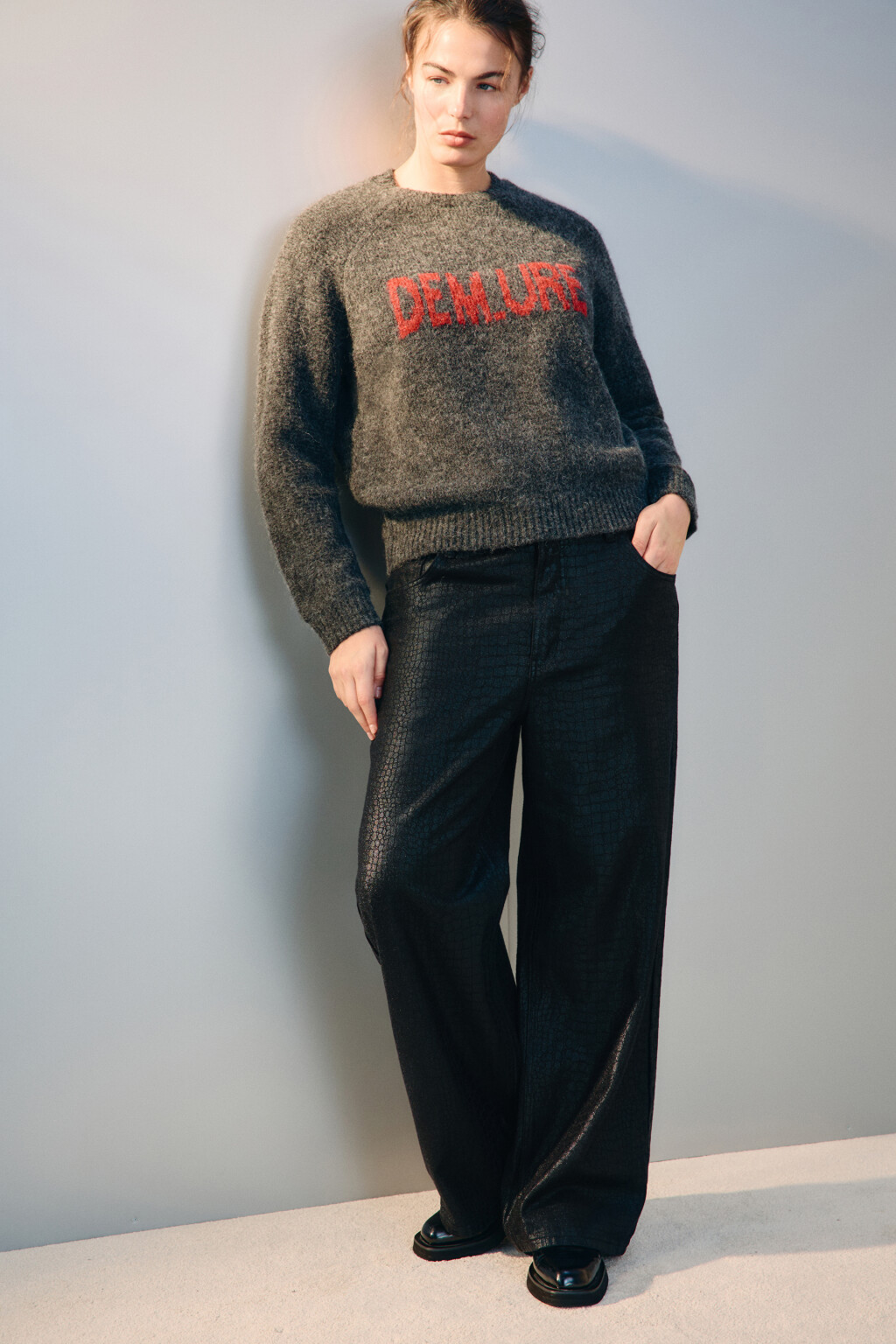 Джемпер вязаный с шерстью - цвет серый - 2