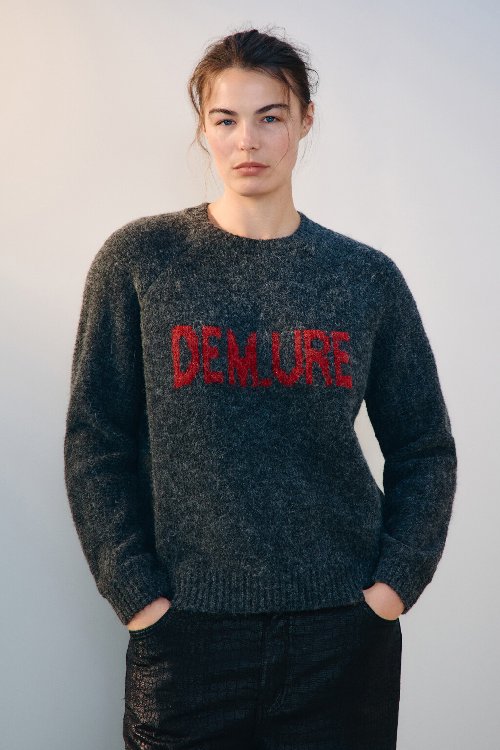 Джемпер вязаный с шерстью - цвет серый - 3