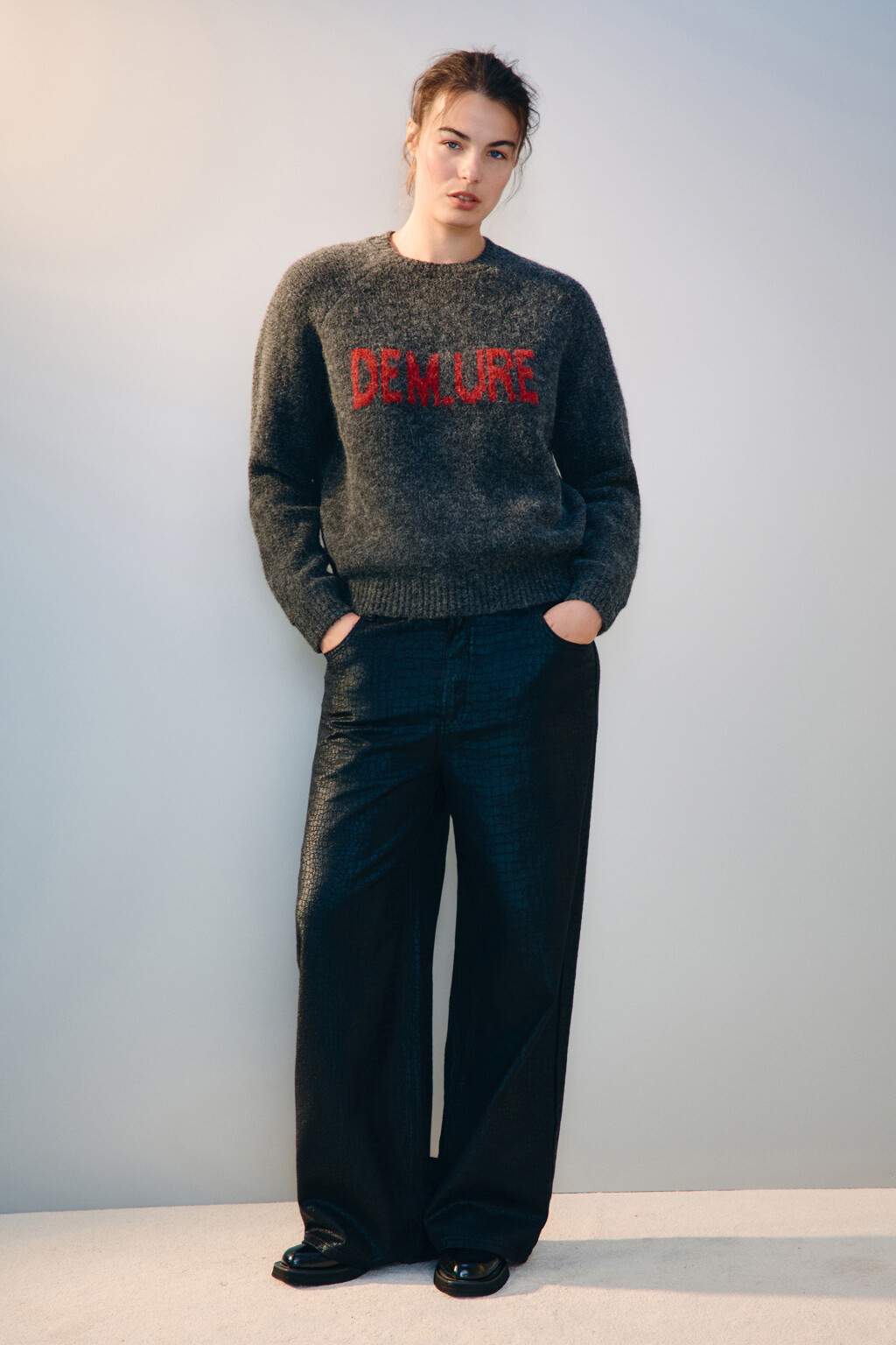 Джемпер вязаный с шерстью - цвет серый - 5