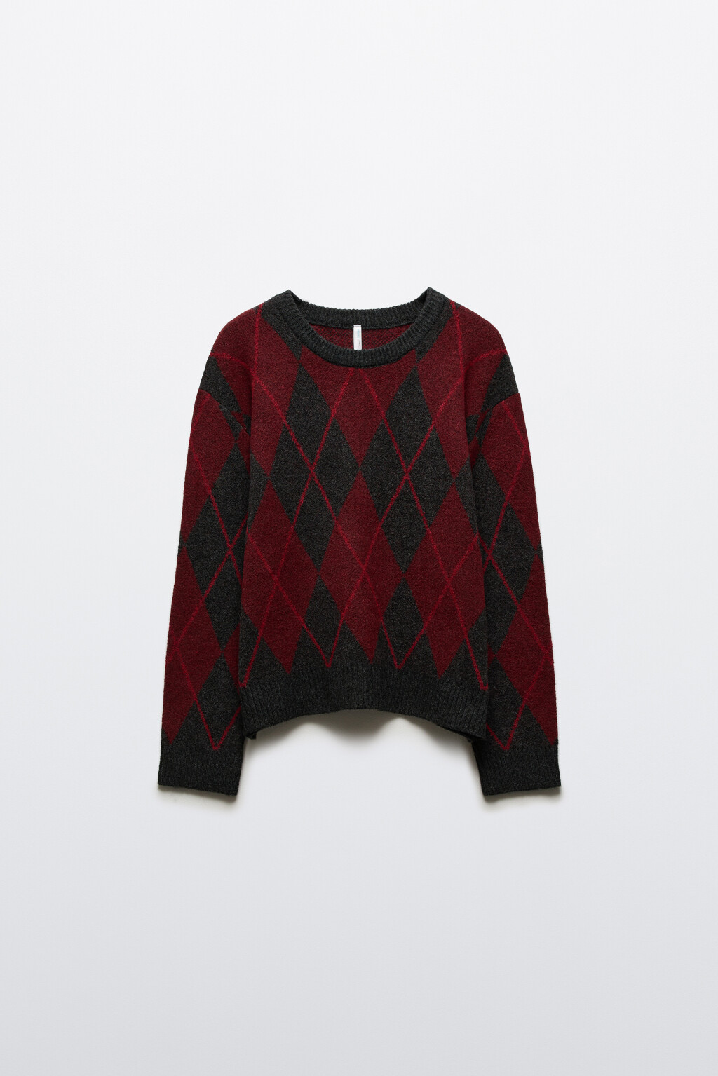 Джемпер вязаный с принтом аргайл - цвет красный - 8