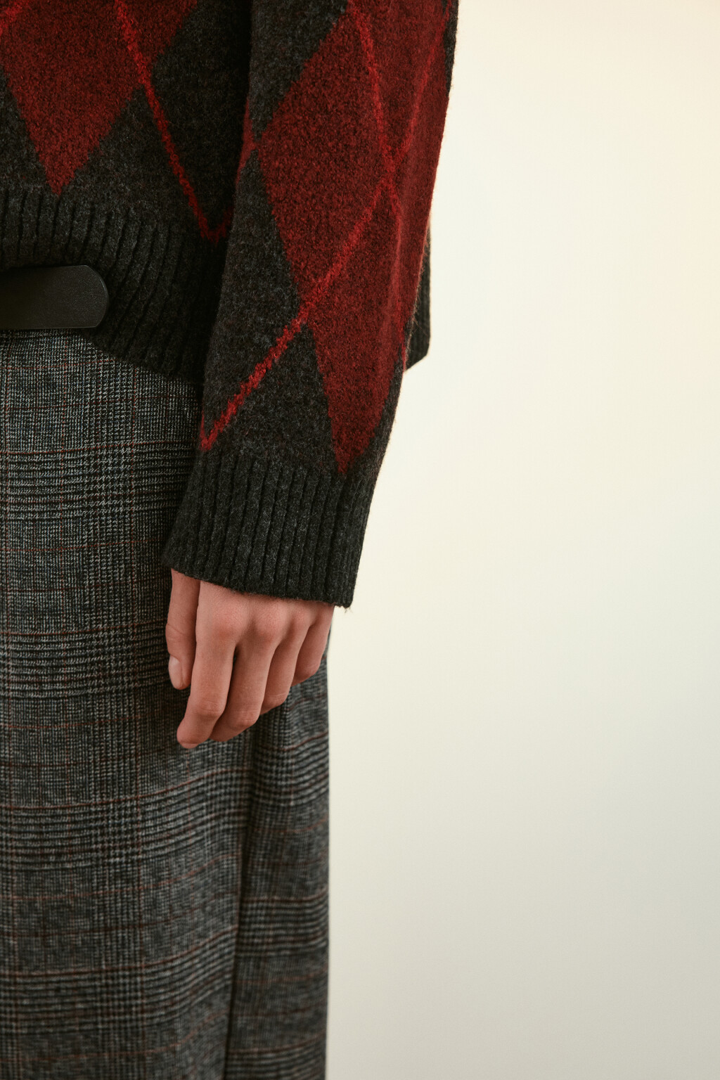 Джемпер вязаный с принтом аргайл - цвет красный - 6