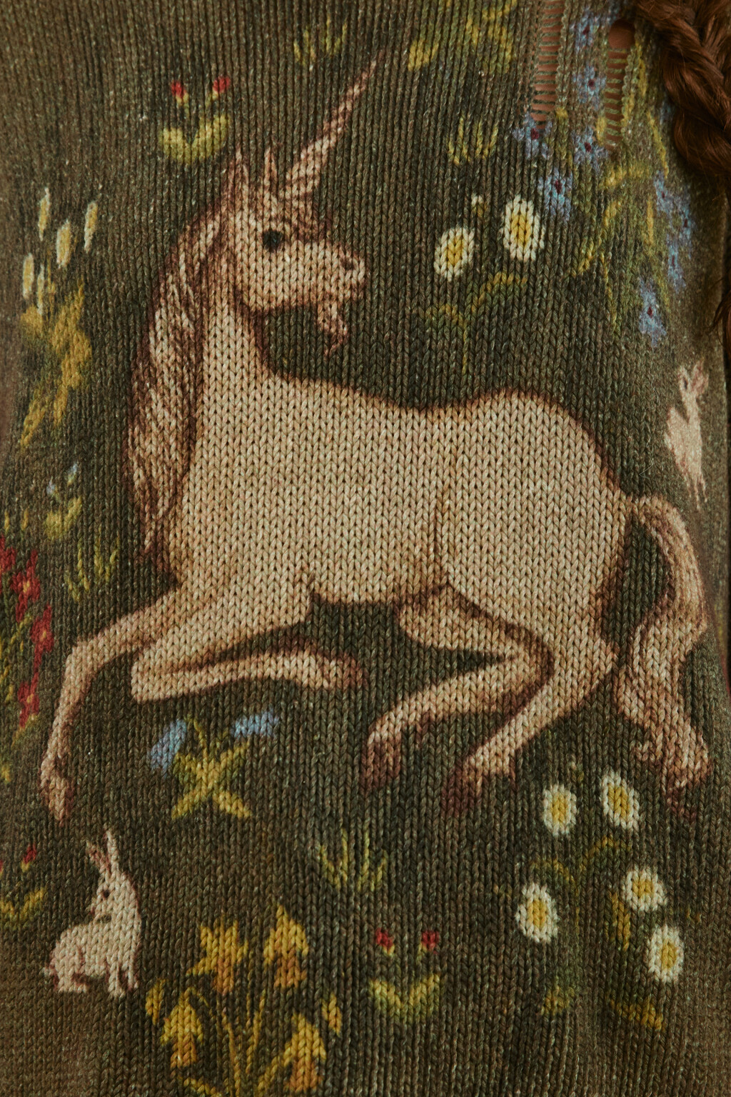 Джемпер вязаный рваный с единорогом - цвет зеленый - 6