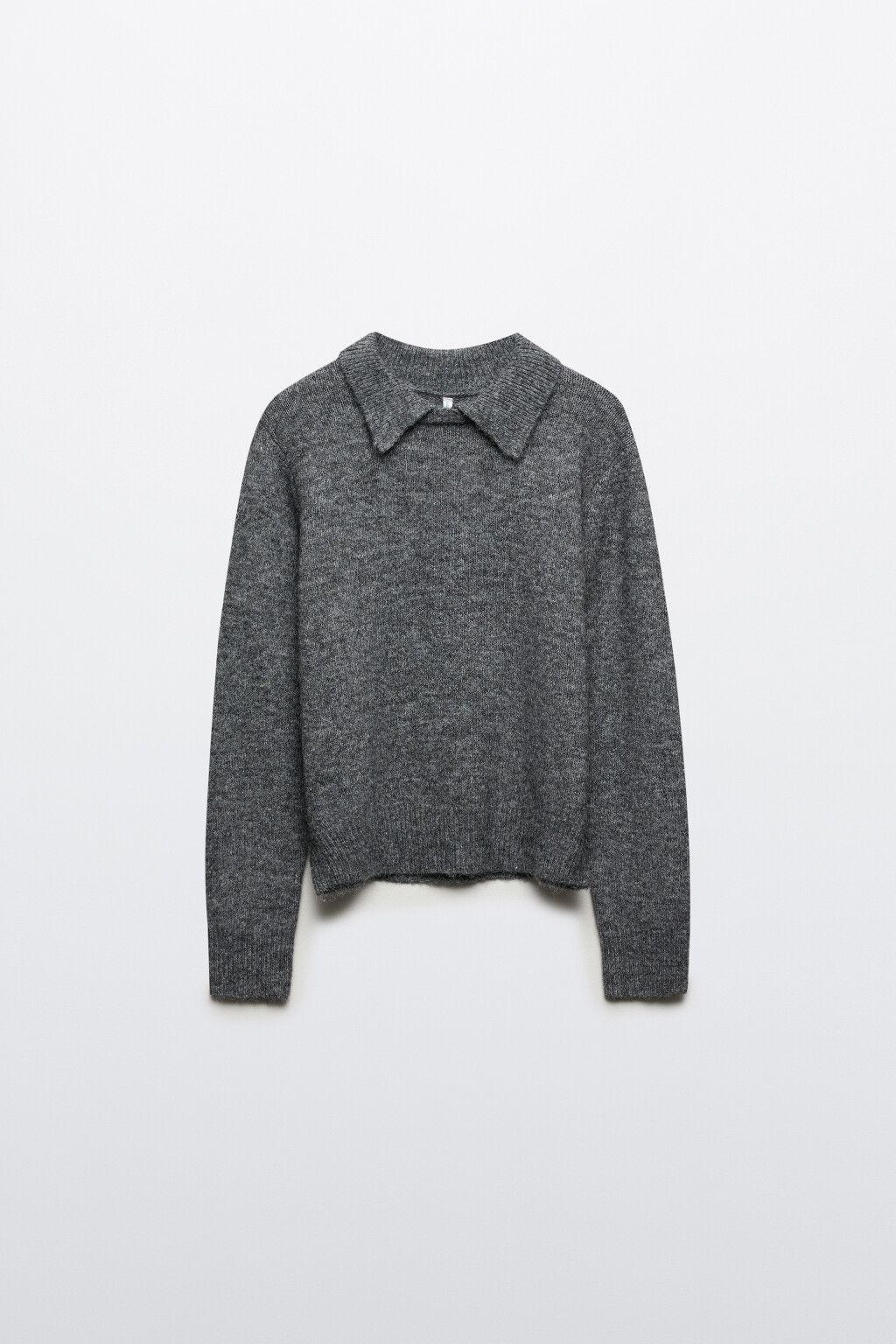 Джемпер шерстяной с отложным воротником - цвет серый - 7