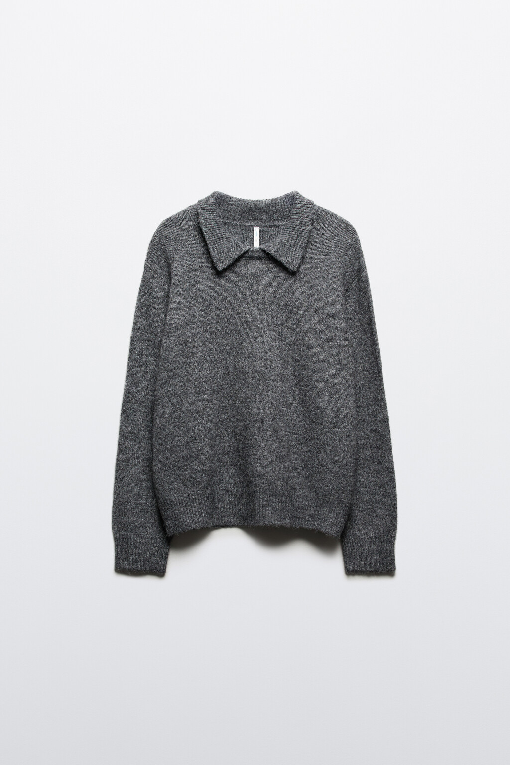 Джемпер шерстяной с отложным воротником - цвет серый - 8