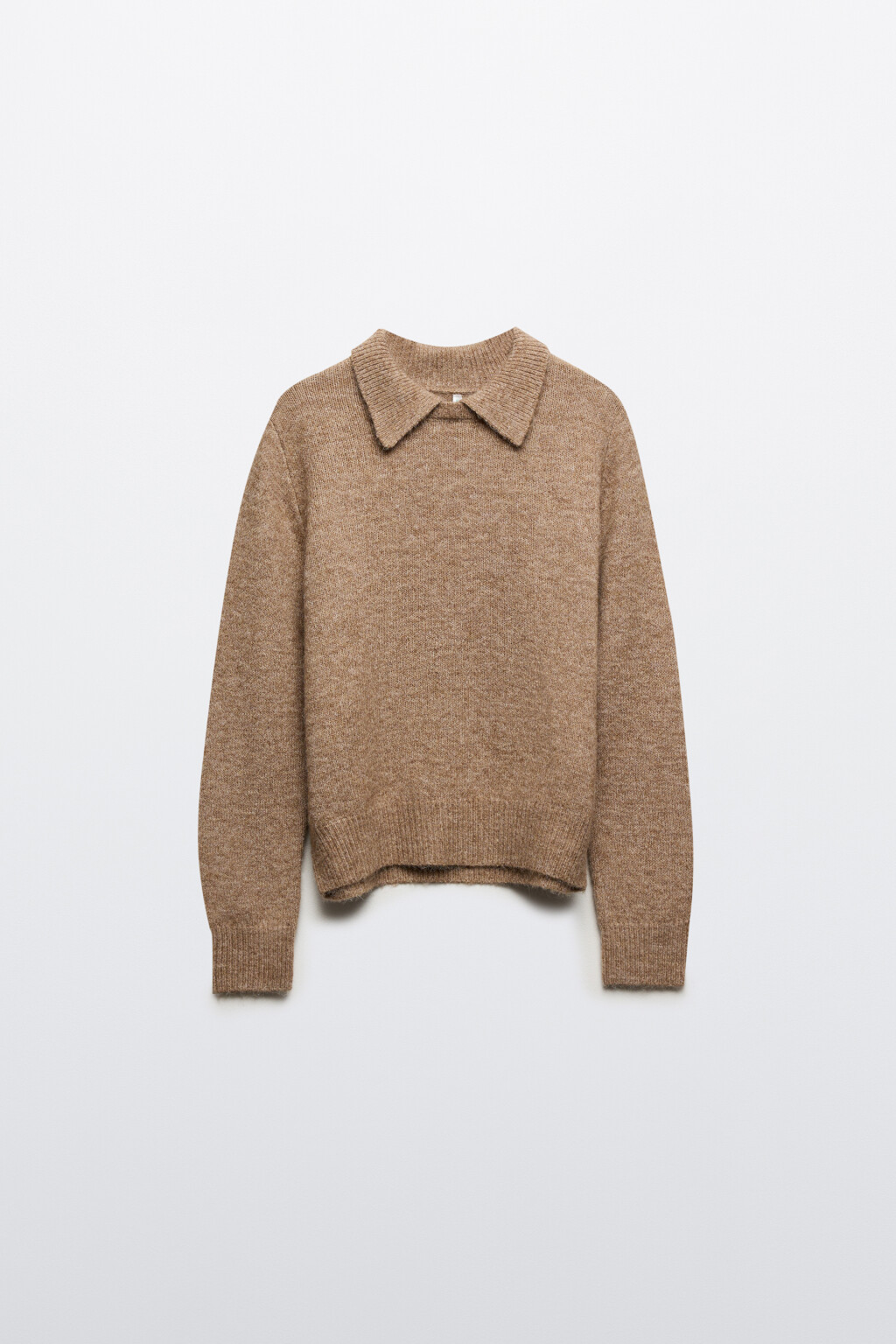 Джемпер шерстяной с отложным воротником - цвет бежевый - 7