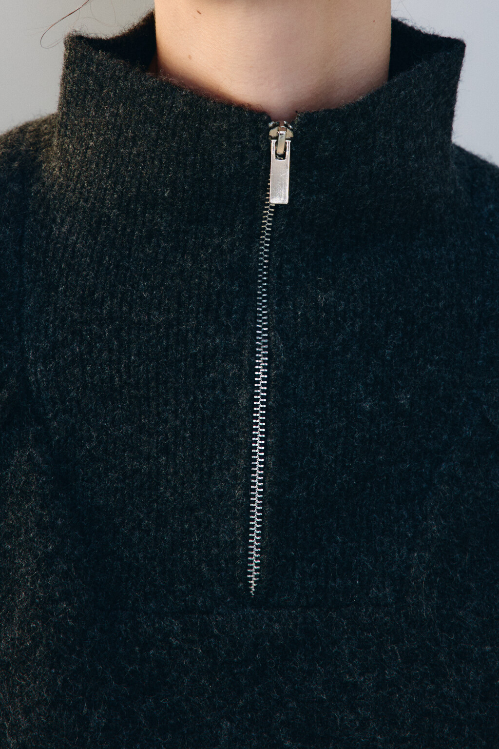 Джемпер вязаный с воротником на молнии - цвет серый - 5