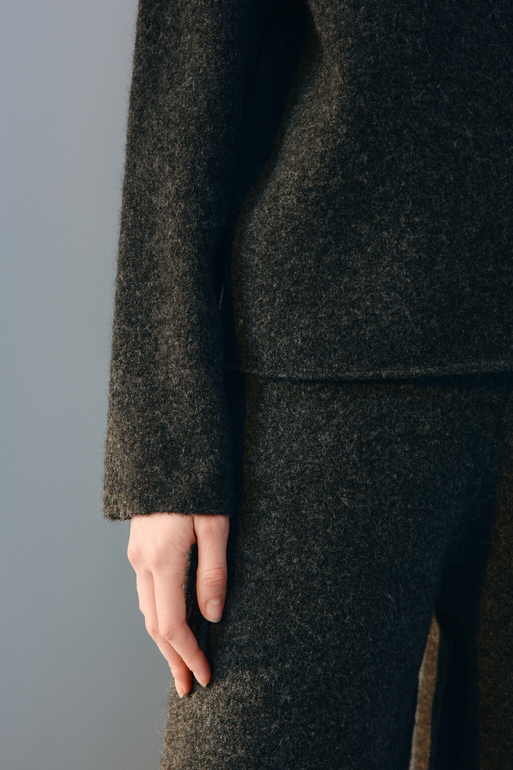 Джемпер вязаный с воротником на молнии - цвет серый - 6