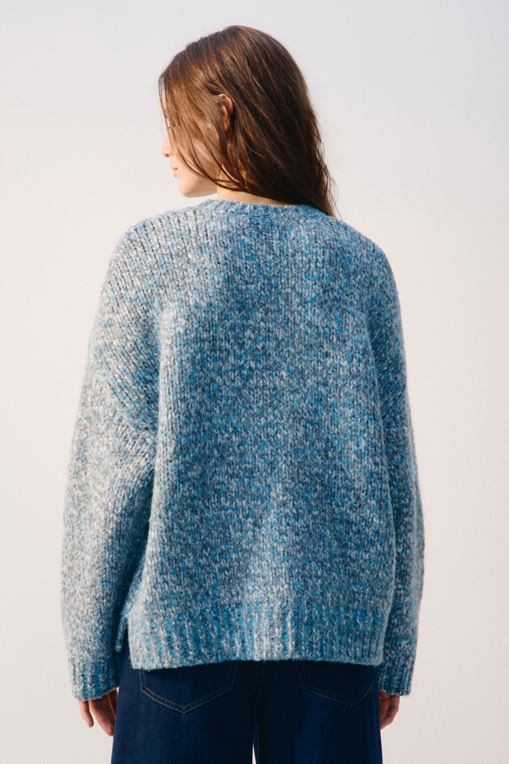 Джемпер теплый вязаный с шерстью - цвет серый - 3