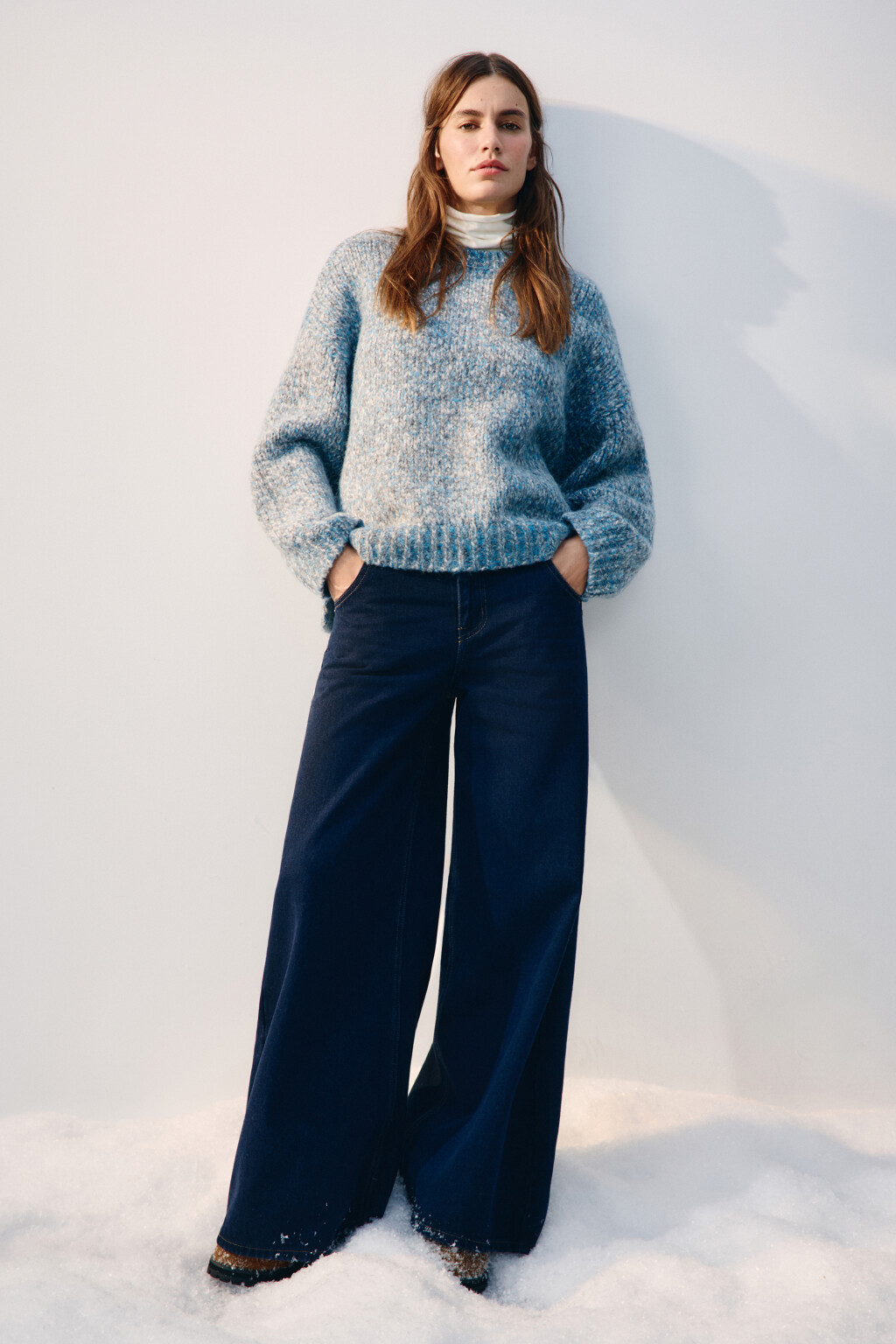 Джемпер теплый вязаный с шерстью - цвет серый - 4