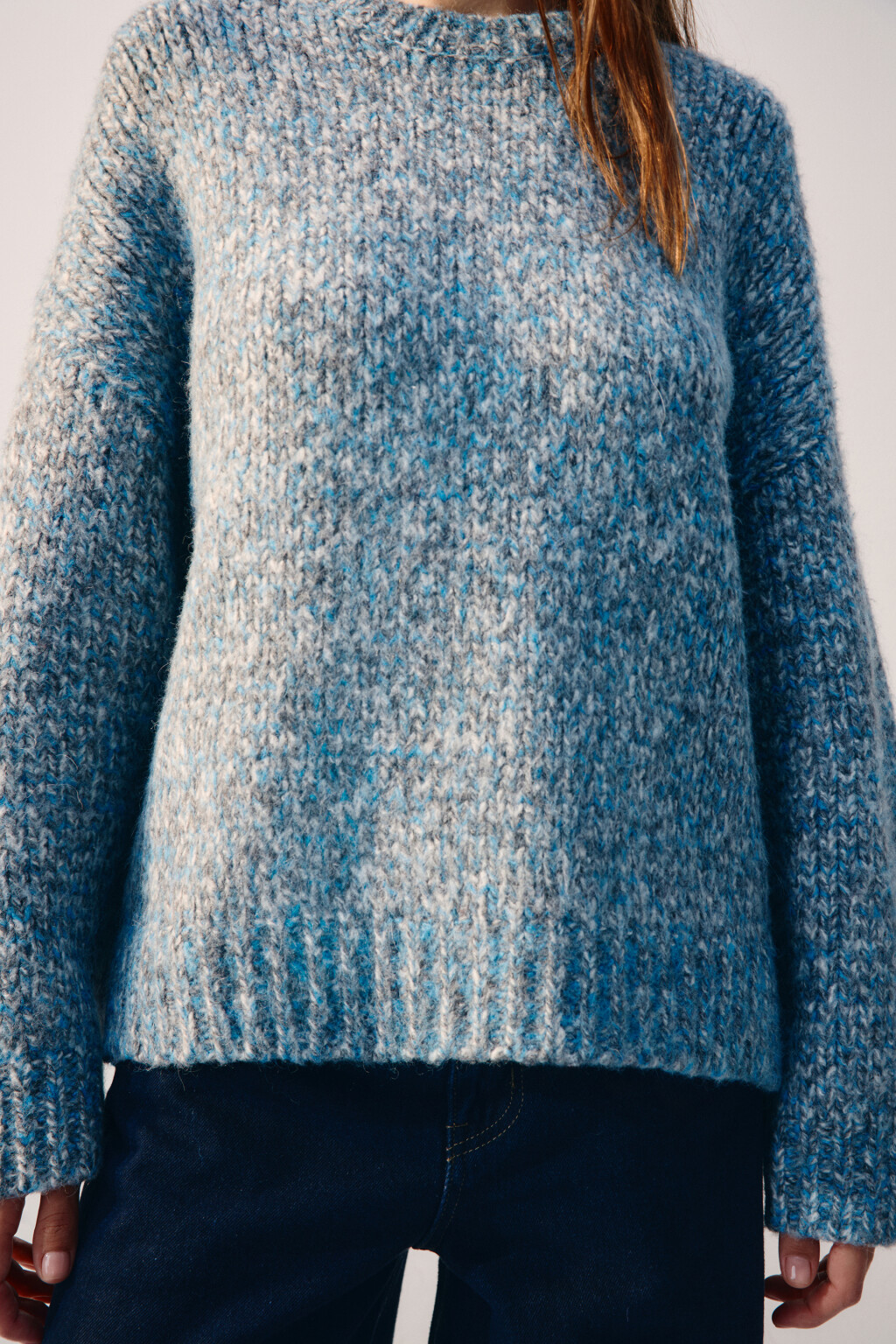 Джемпер теплый вязаный с шерстью - цвет серый - 5