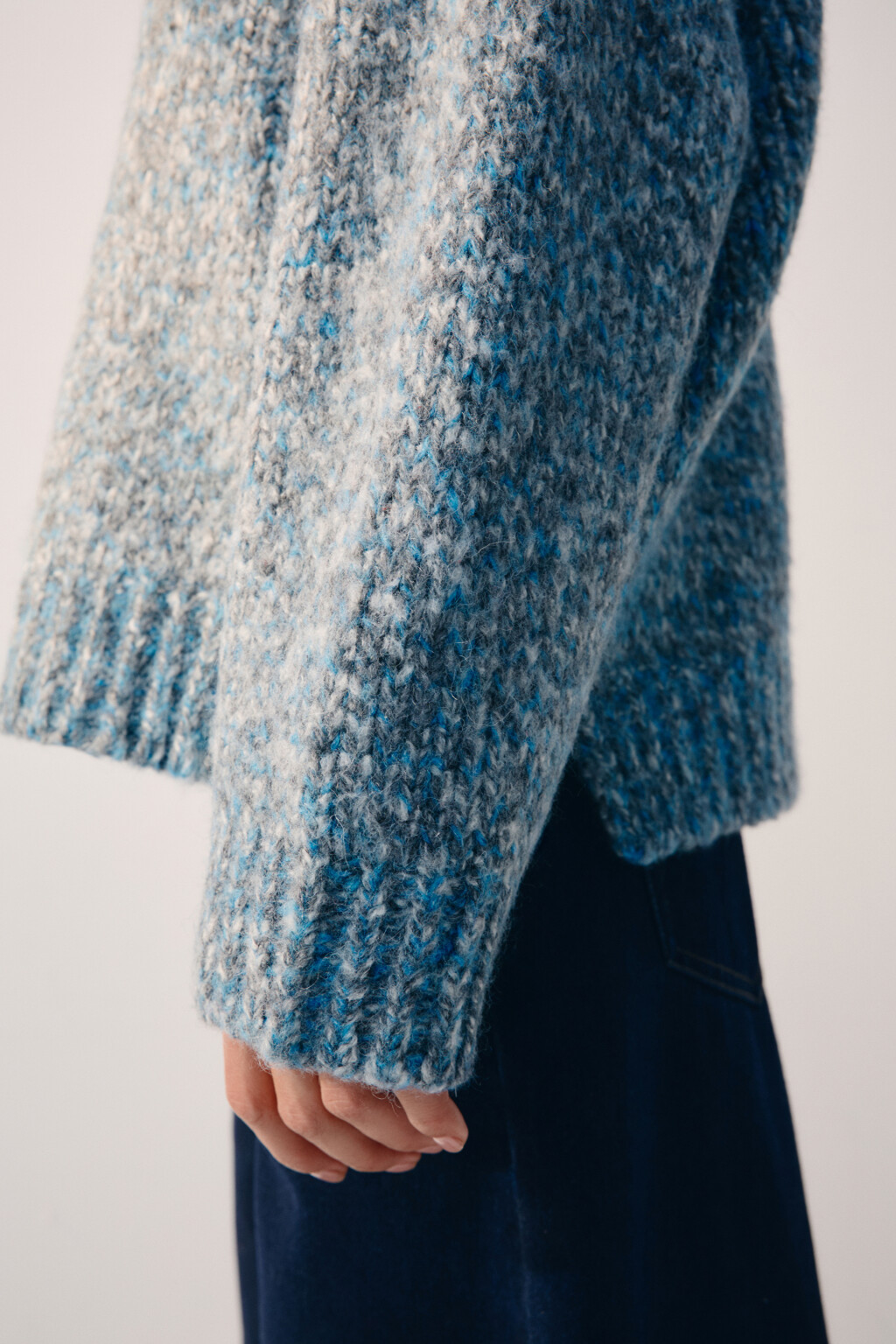 Джемпер теплый вязаный с шерстью - цвет серый - 7