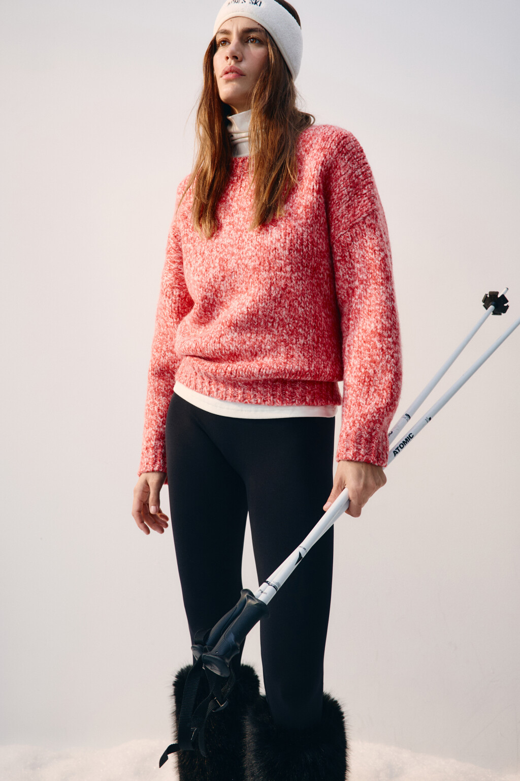 Джемпер теплый вязаный с шерстью - цвет красный - 3