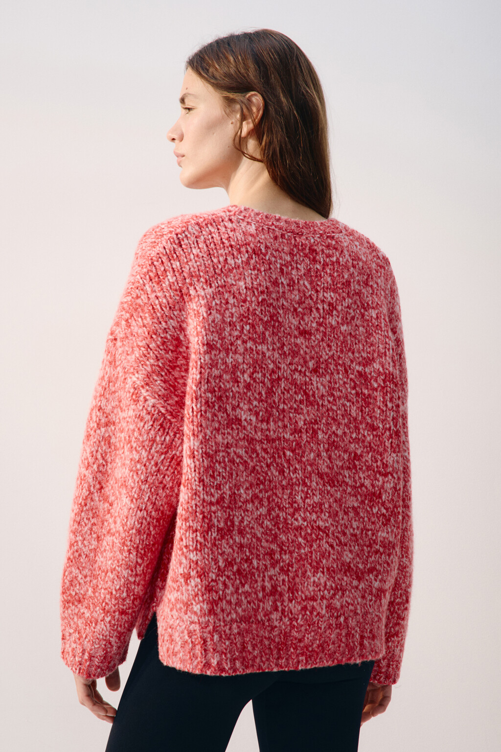 Джемпер теплый вязаный с шерстью - цвет красный - 5