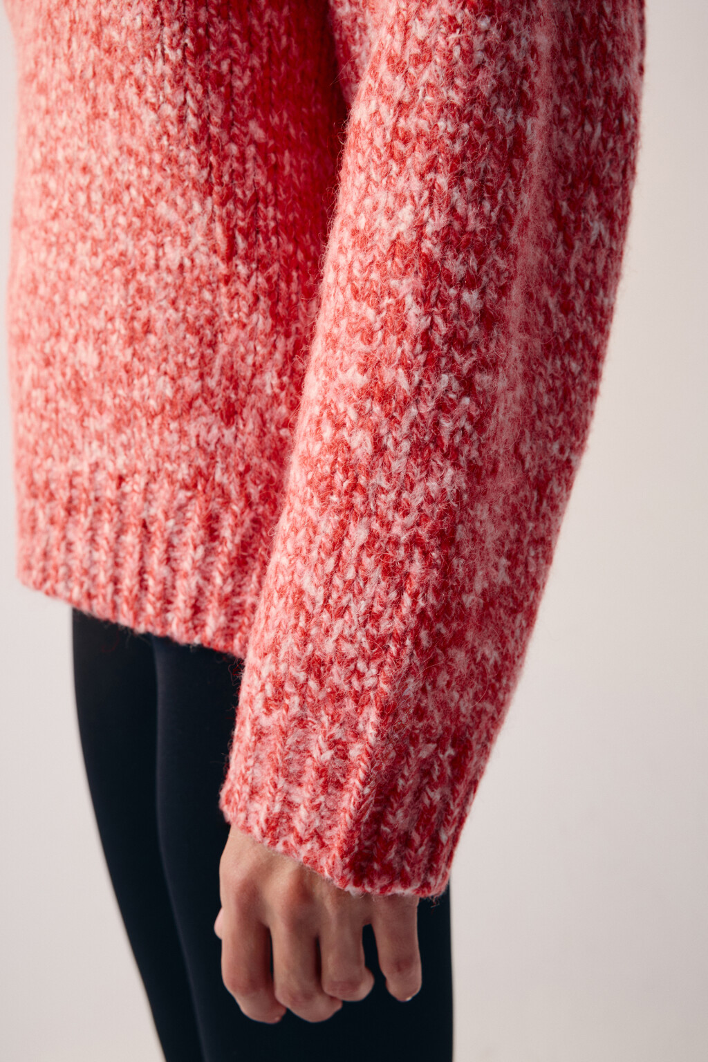 Джемпер теплый вязаный с шерстью - цвет красный - 8