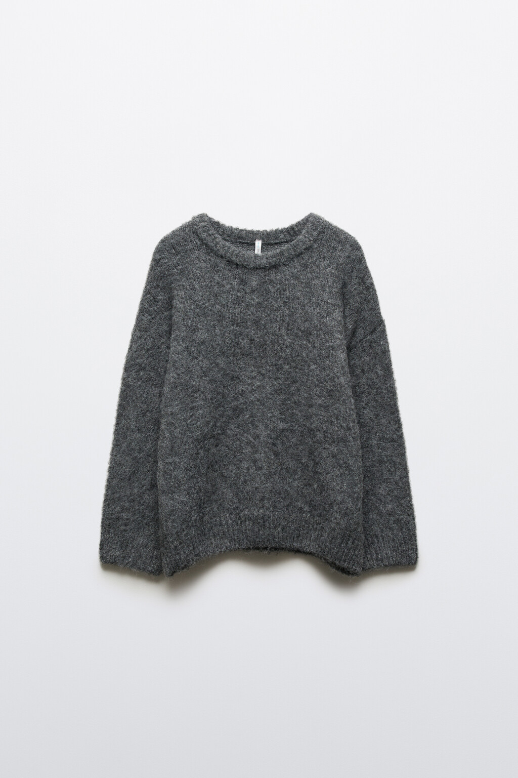 Джемпер вязаный пушистый с шерстью - цвет серый - 8