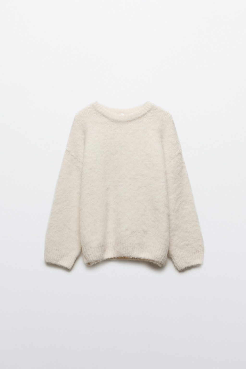 Джемпер вязаный пушистый с шерстью - цвет молочный - 7