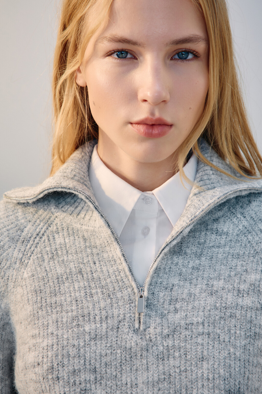 Джемпер на молнии вязаный с шерстью - цвет серый - 7