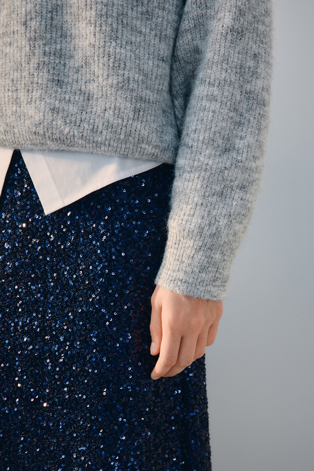 Джемпер на молнии вязаный с шерстью - цвет серый - 8