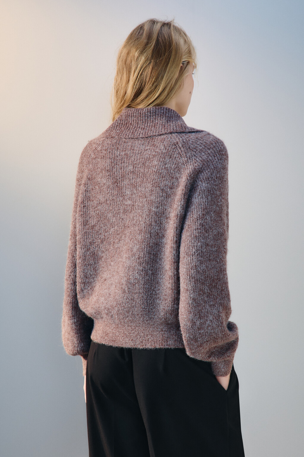 Джемпер на молнии вязаный с шерстью - цвет бежевый - 3