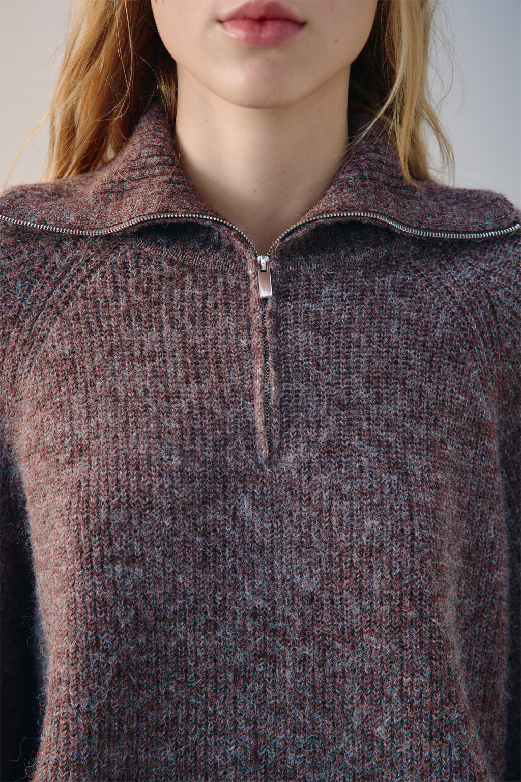 Джемпер на молнии вязаный с шерстью - цвет бежевый - 5