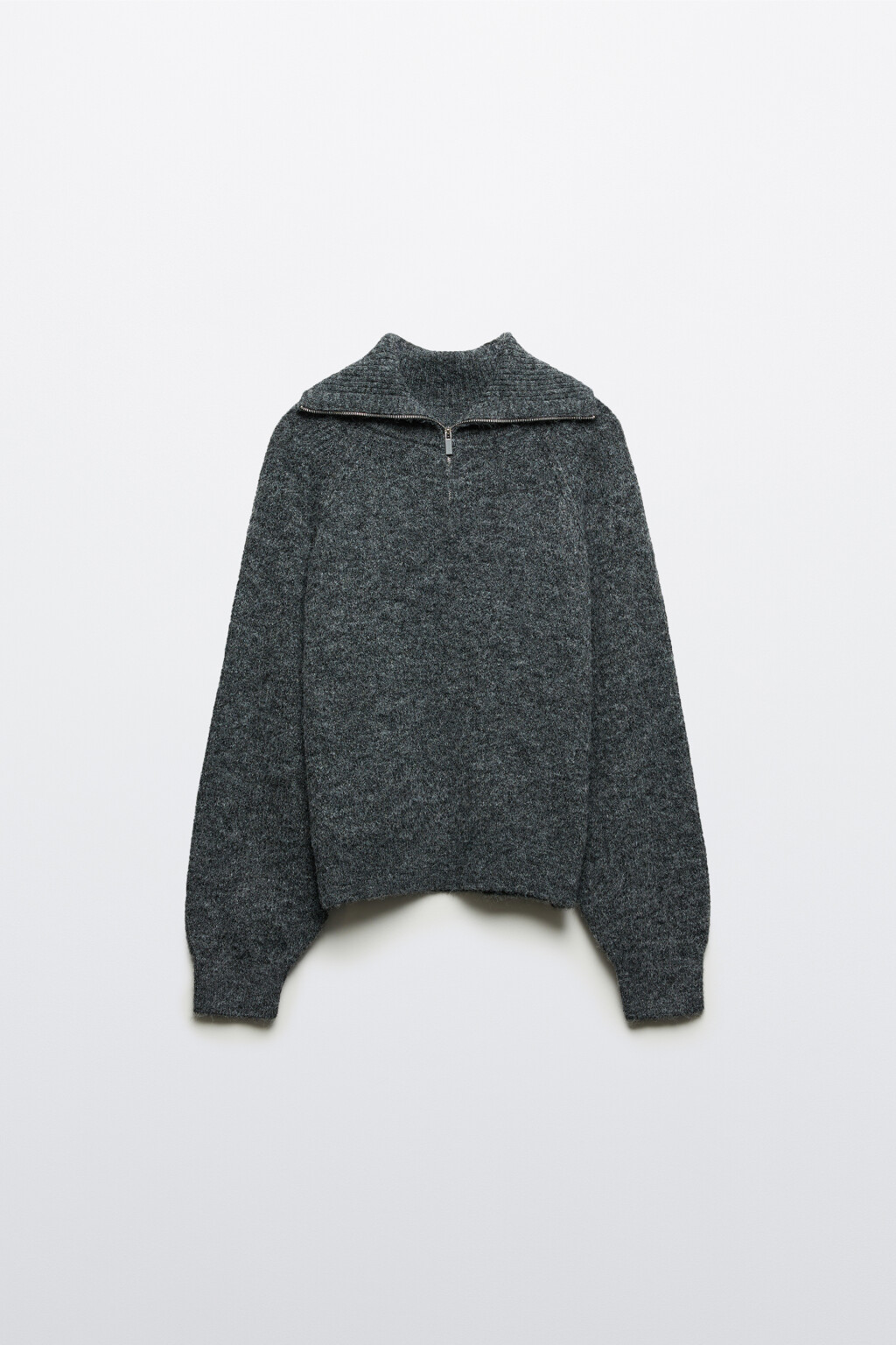 Джемпер на молнии вязаный с шерстью - цвет серый - 7