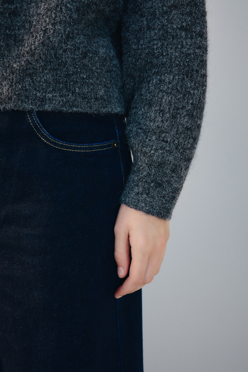 Джемпер на молнии вязаный с шерстью - цвет серый - 6