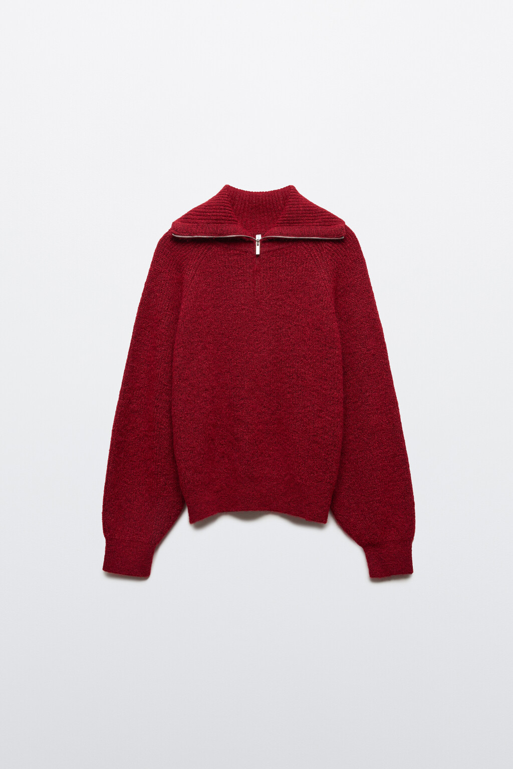 Джемпер на молнии вязаный с шерстью - цвет бордовый - 7