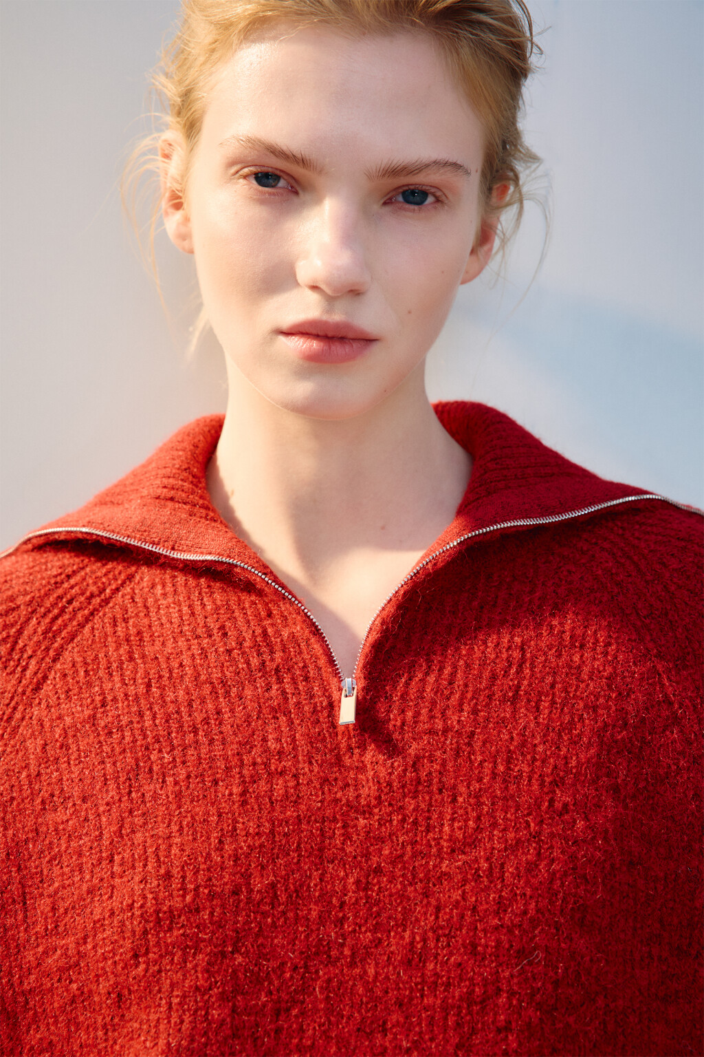 Джемпер на молнии вязаный с шерстью - цвет бордовый - 5