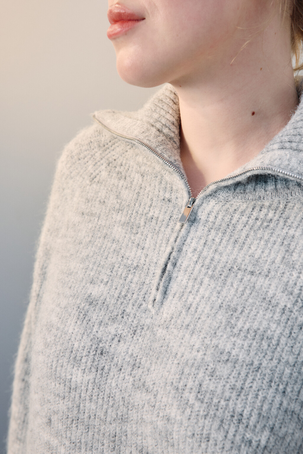 Джемпер на молнии вязаный с шерстью - цвет серый - 5