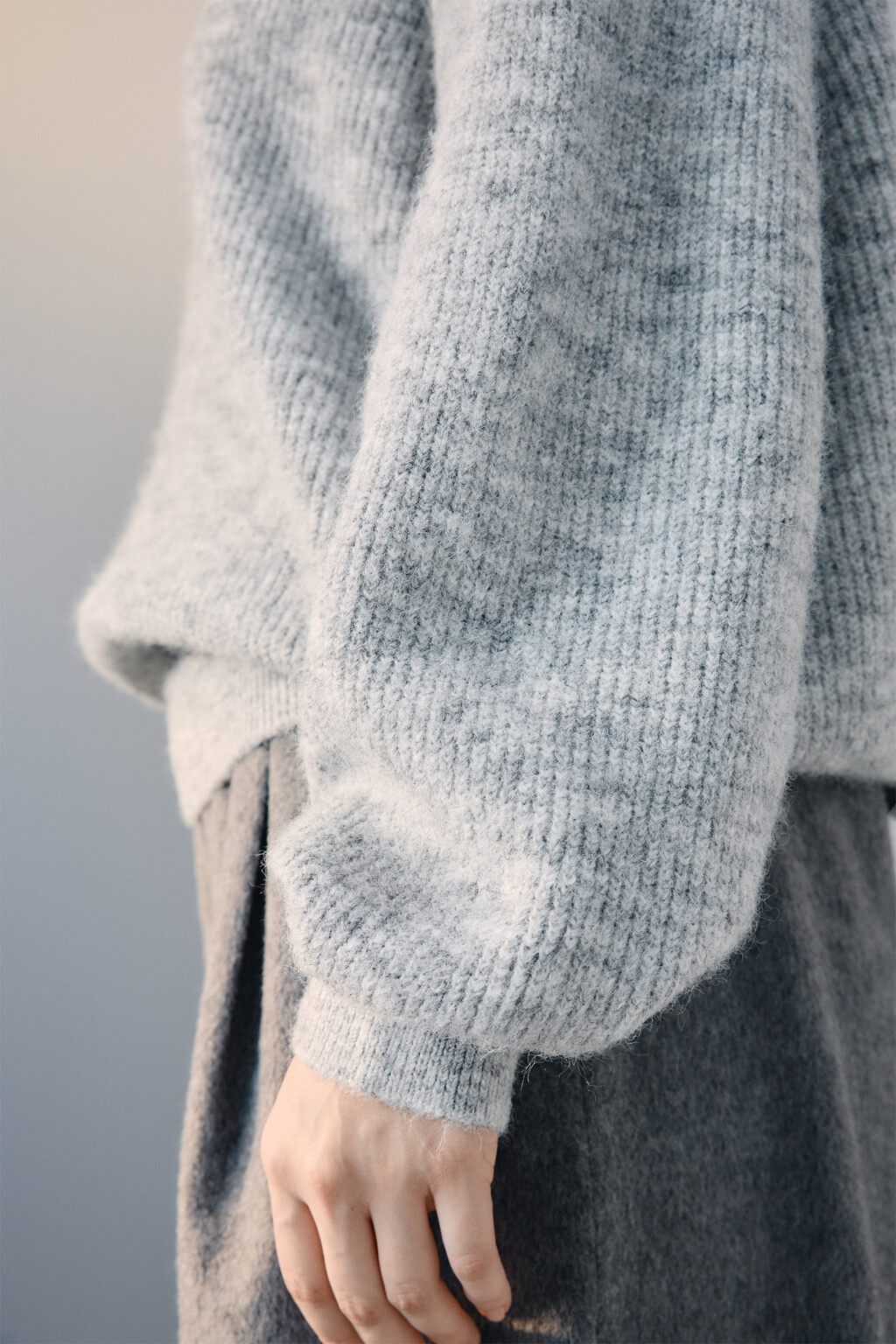 Джемпер на молнии вязаный с шерстью - цвет серый - 6