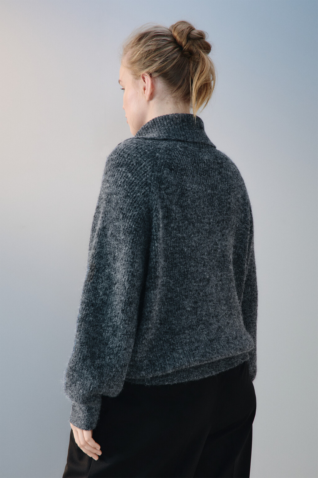 Джемпер на молнии вязаный с шерстью - цвет серый - 3